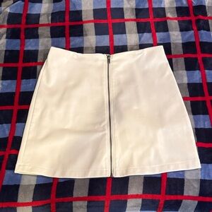 White Vegan Leather Zippered Women's Mini Skirt